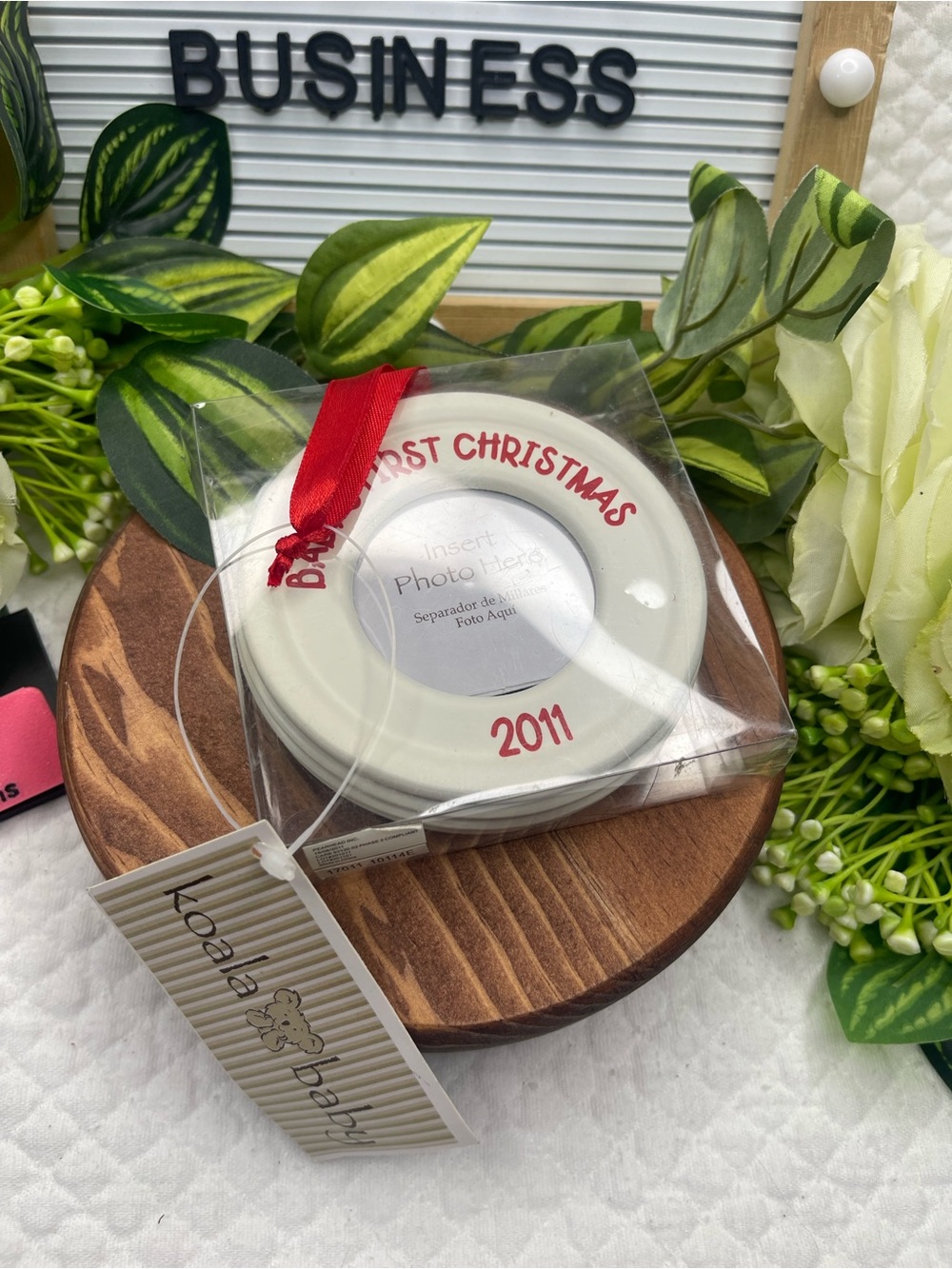 Koala Kids White "Baby's First Christmas 2011" Photo Frame Ornament